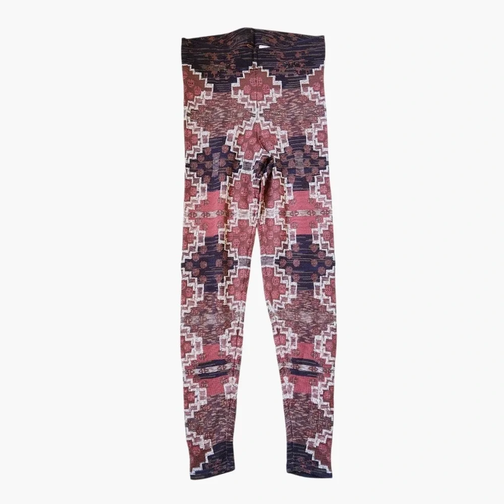 Free People Byzantine Sweater Leggings Aztec Print Pull Size‎ S Textured Knit
